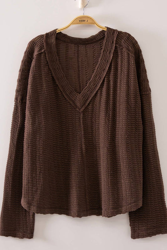 Plus Open Weave V-Neck Top