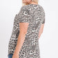 Leopard Print V neck Sequin Trim Tee