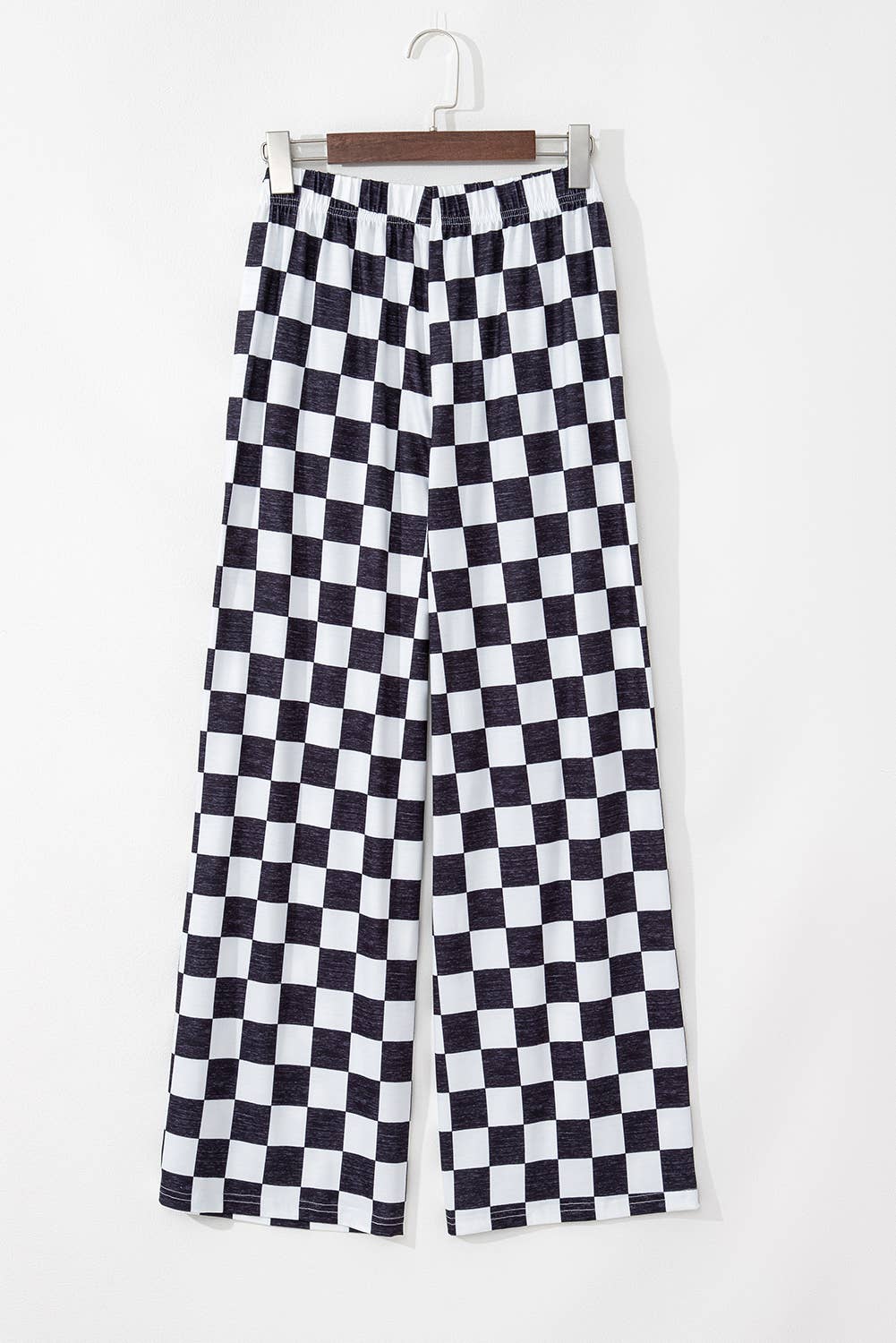 Checked Print High Waist Wide Leg Pants