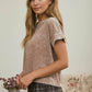 WASHED SHORT SLEEVE BOXY KNIT TOP