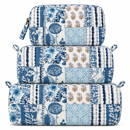Blue Bloom Patchwork Quilted Bag Print