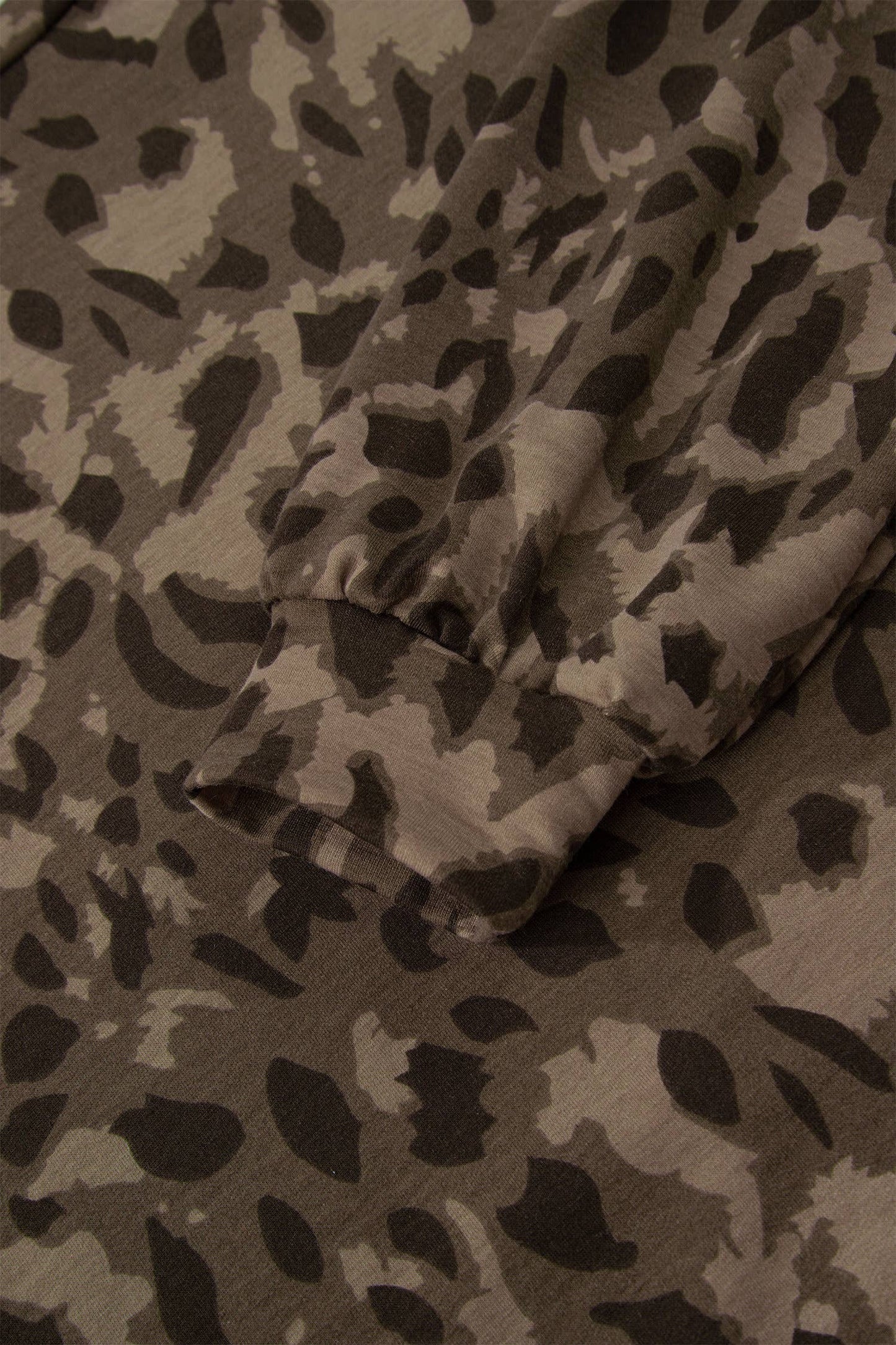 Brown Leopard Print Patchwork Pullover Drawstring Loose Pant Set