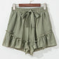 Textured Tie Waist Ruffle Hem Shorts