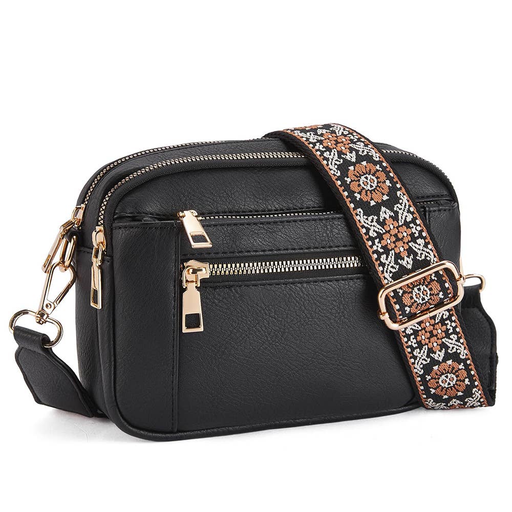Color Blocked Multifunctional Zipper Crossbody Bag