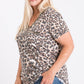 Leopard Print V neck Sequin Trim Tee