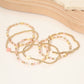 6PCS - Cross Charm Faceted Beaded Stretch Multi Layered Bracelets