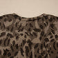 Brown Leopard Print Patchwork Pullover Drawstring Loose Pant Set