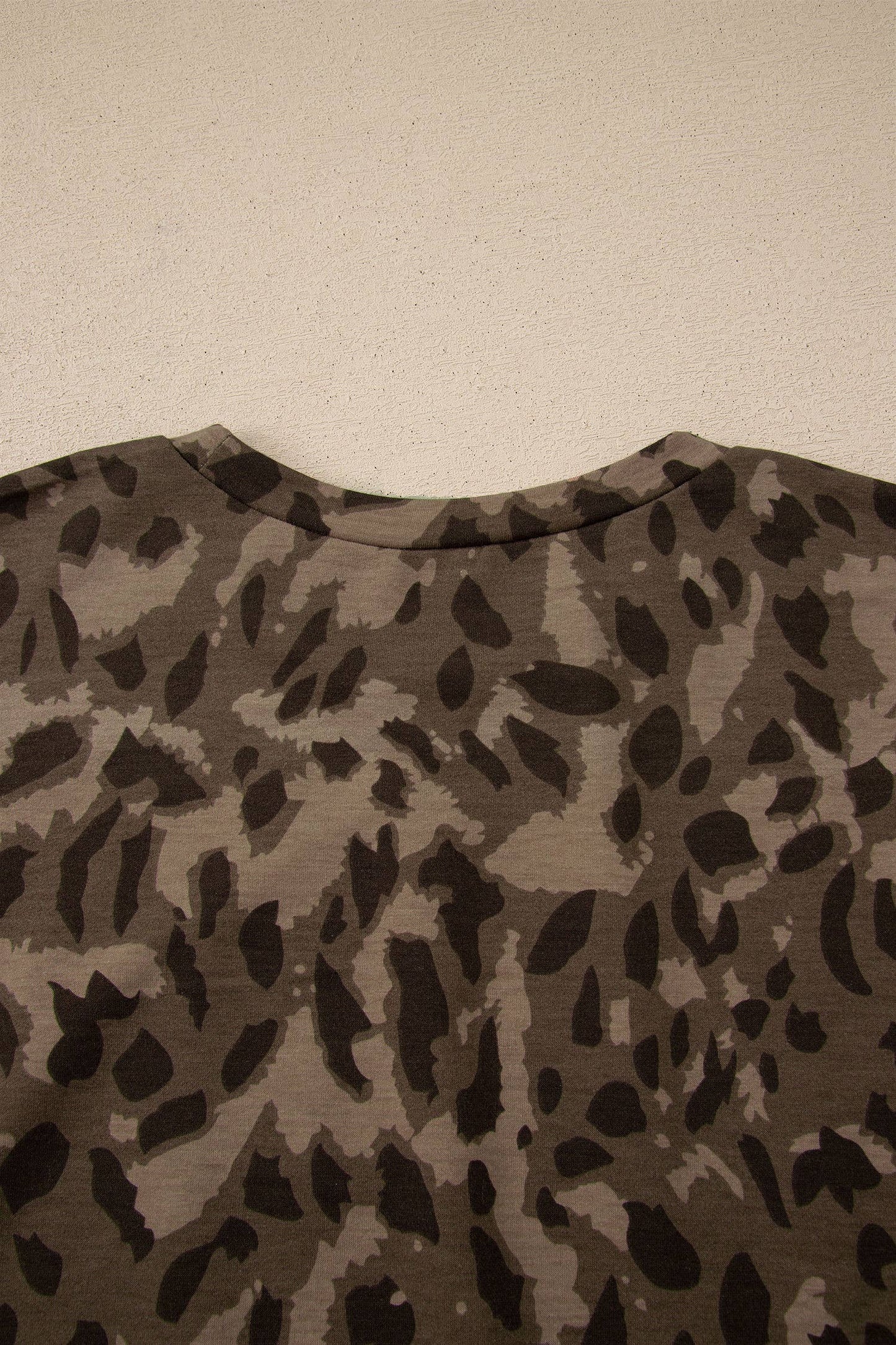Brown Leopard Print Patchwork Pullover Drawstring Loose Pant Set