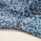 Leopard Print Exposed Seam Detail Wide Leg Drawstring Jeans