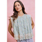 FLORAL PRINT WOVEN BUTTON DOWN TRIMMED BLOUSE TOP