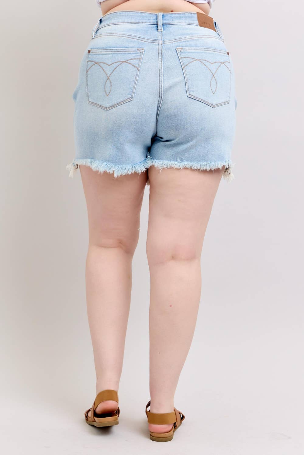 Long Cut Off 2 Button Dad Shorts - PLUS