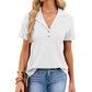 Waffle Knit Polo Top Short Sleeve Casual V-Neck Shirt