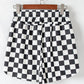 Checkered Print High Waist Casual Shorts
