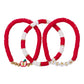 Set of 3, Red, White Beaded Bracelet with Apple & Teach