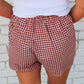 Blue Gingham Printed High Waist Shorts