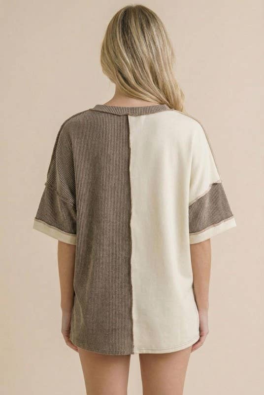 Camo Animal Print Color Block Top