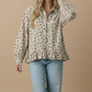 Collared Floral Peplum Hem Babydoll Shirt