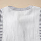 Stripe Button Gauze Bracelet Sleeve Babydoll Blouse