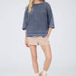WASHED INVERTED SEAM SHORT SLEEVE SWEATSHIRT