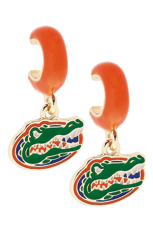 Florida Gators Enamel Logo Huggie Hoop Earrings in Orange