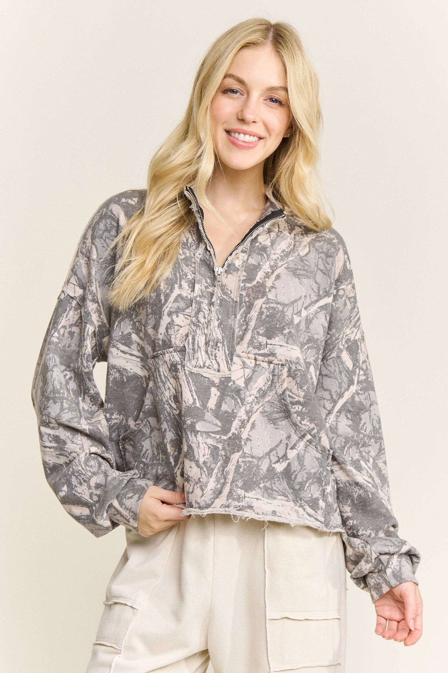 Shelby Camo Quarter Zip Top