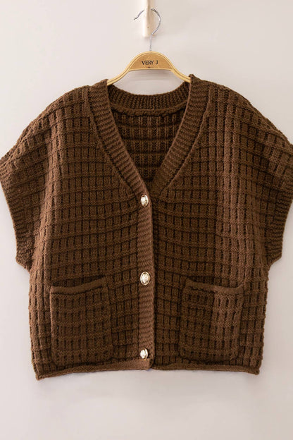 Waffle Texture Crop Cardigan