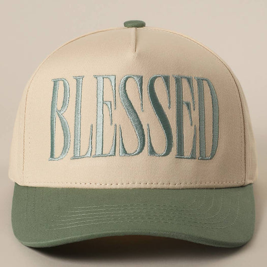 BLESSED Lettering Embroidery Baseball Cap