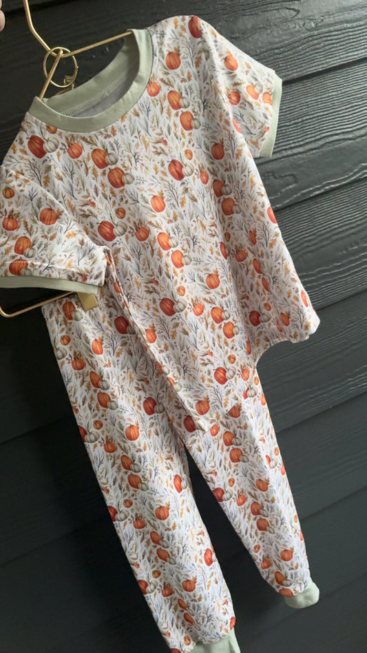 Fall Pumpkin Light Green Pant Set