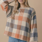 Plaid Colorblock Pullover Knit Top