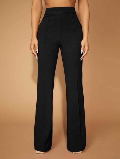 High Waist Straight Leg Pants Women's Work Trousers