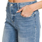 High Rise Cuffed Wide Leg Denim Pants - Zenana