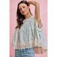 FLORAL PRINT WOVEN BUTTON DOWN TRIMMED BLOUSE TOP