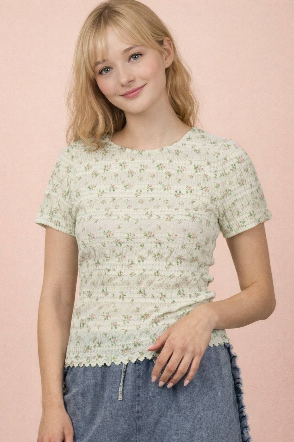Floral Print Fitted Casual Top