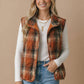 Plaid Quilted Snap Button Puffer Vest