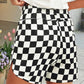 Checkered Print High Waist Casual Shorts