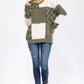 Patchwork Rib And Checkerboard Pullover Top