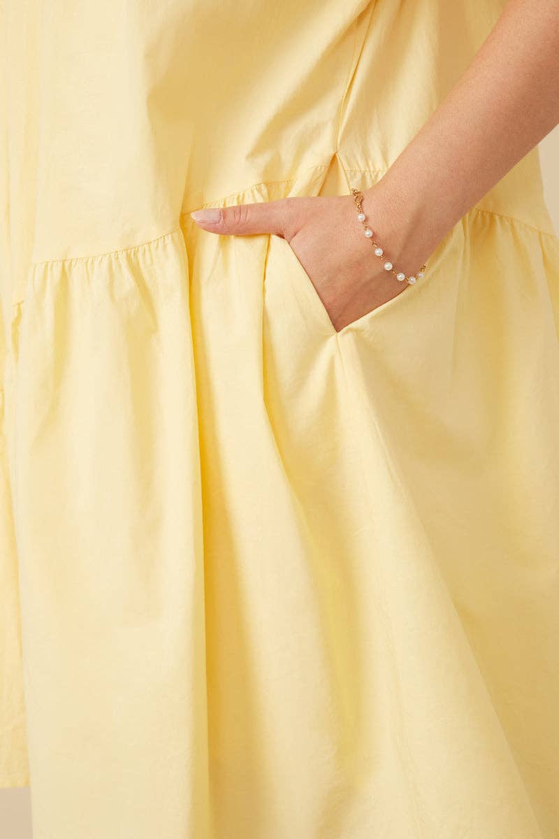 Womens Asymmetric Seam Detail Cinched Cuff Poplin Dress