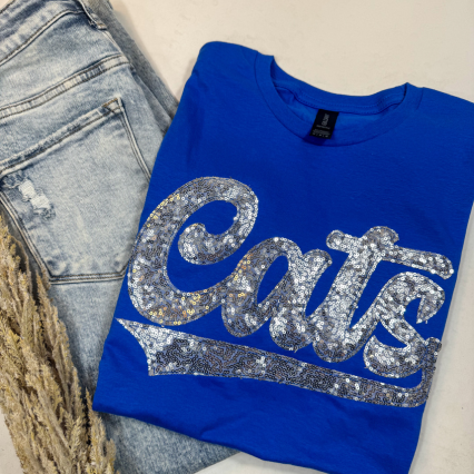 Custom School Spirit Wear Real Sequins Short Sleeve