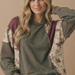 Plus Mixed Media Patchwork Pullover Knit Top