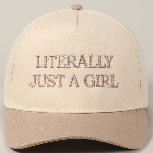 Literally Just A Girl Embroidery Two Tone Trucker Hat