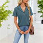 Waffle Knit Polo Top Short Sleeve Casual V-Neck Shirt