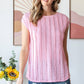 Lightweight Stripe Textured Cap Sleeves Blouse