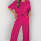 Rose Red Drop Shoulder Boxy Tee and Barrel Pants