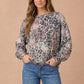 Oversized Mixed Print Sweater Knit Top