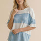 Short Sleeve Solid Rib Floral Color Block Top