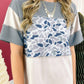 Raw Seam Color Block Camouflage Patchwork Casual Tee