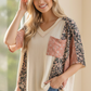 Floral Leopard Color Block Dolman Knit Top