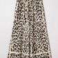 Khaki Leopard Wide Leg Cropped Pants