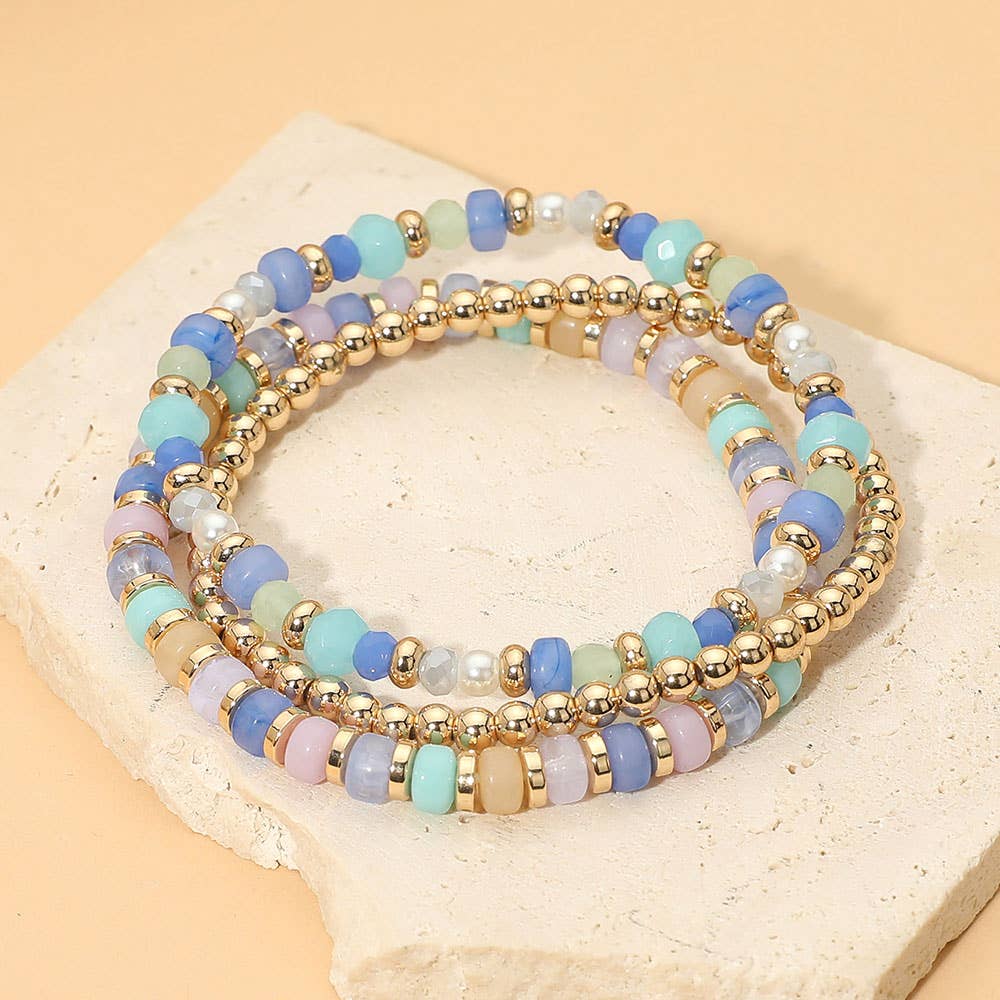 3PCS - Beaded Stretch Multi Layered Bracelets