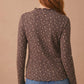 Floral Embossed Rib Frilled Merrow Hem Top